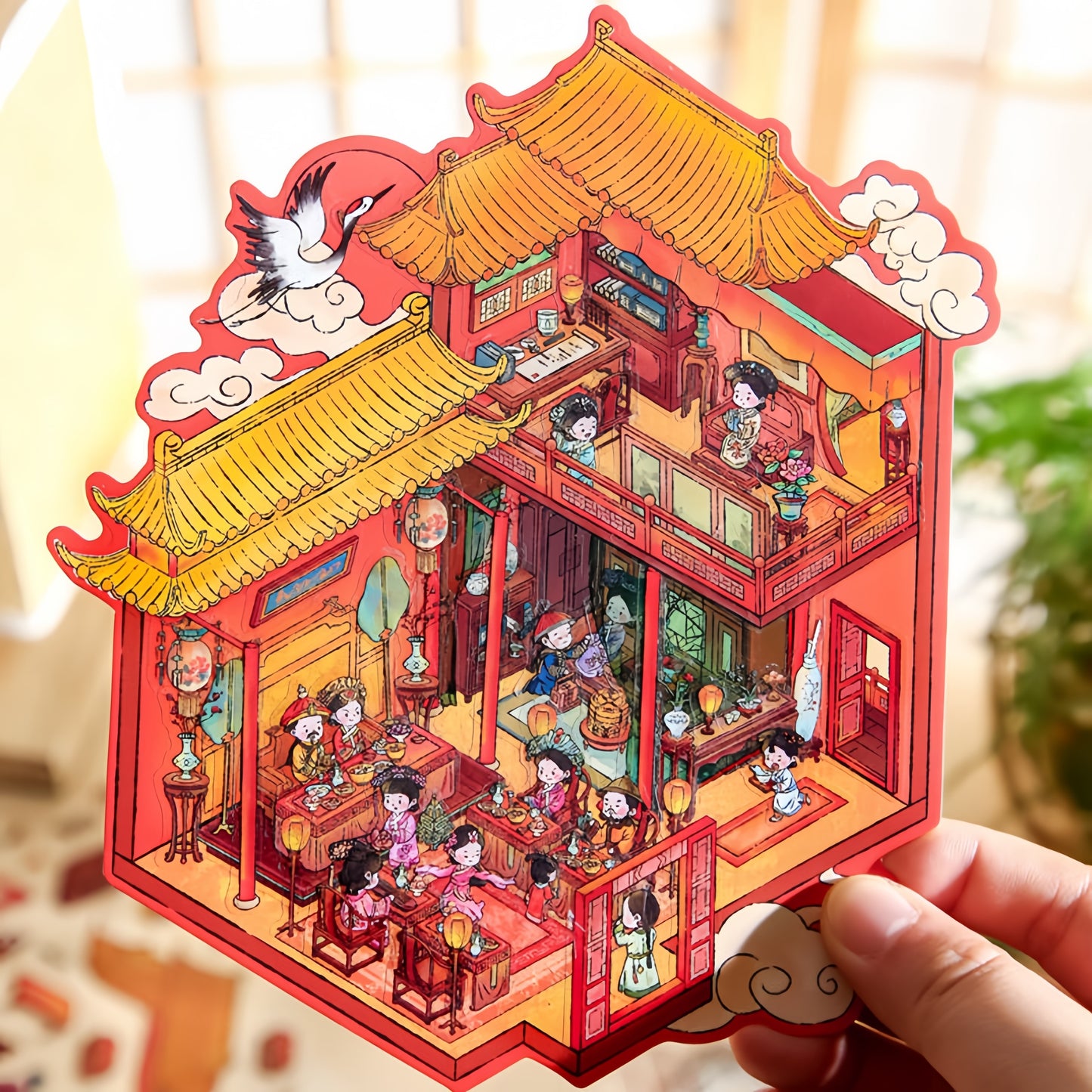 Ancient Court Life 3D Sticker | 2 Cute Miniature Scenes