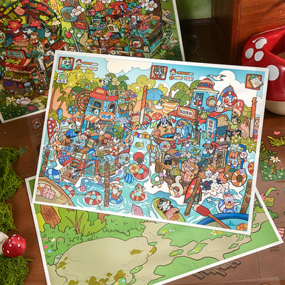 Leaflets 3D Sticker | 4 Cute Miniature Scenes