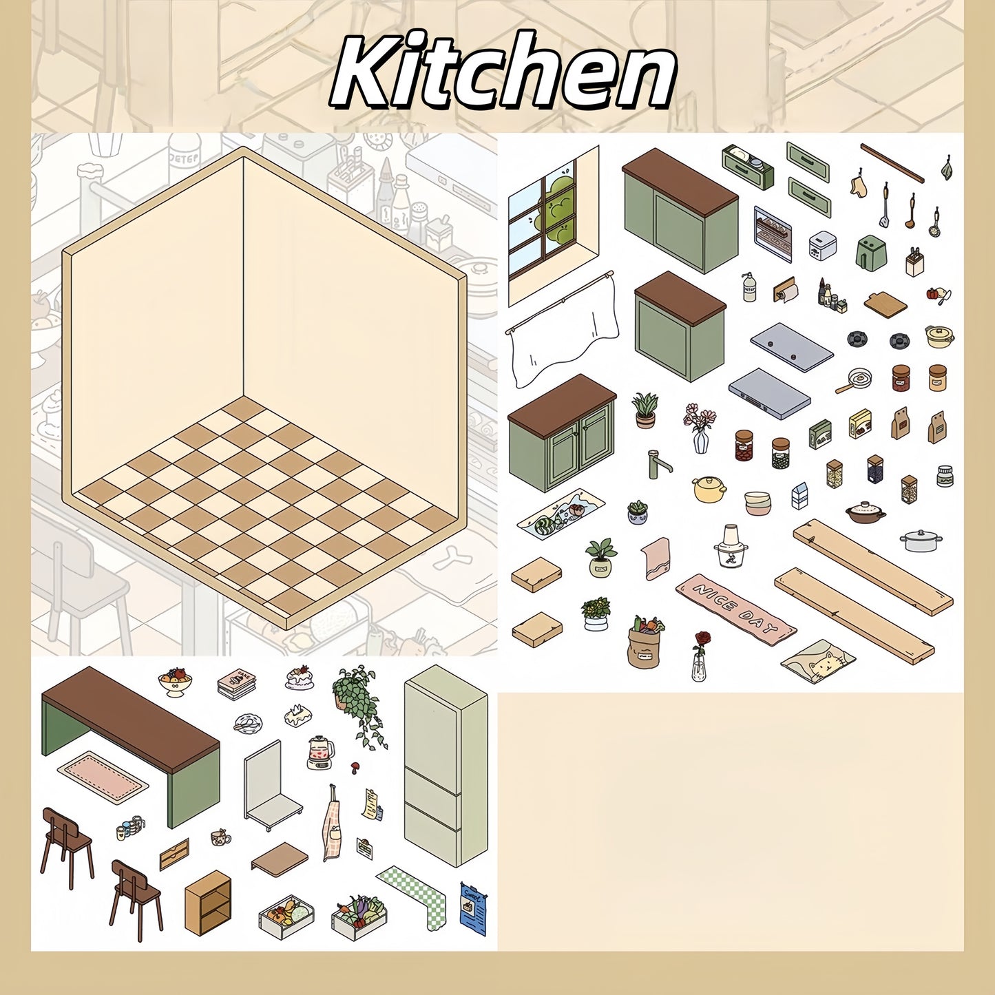 Comfortable Home 3D Sticker | 3 Cute Miniature Scenes