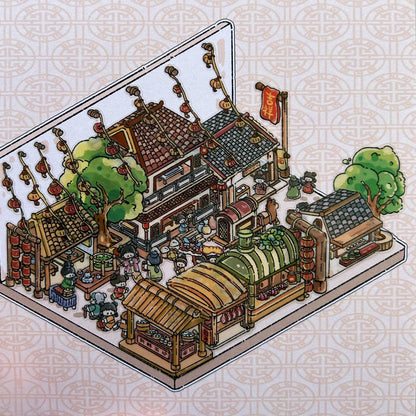 Courtyard of Antiquity 3D Sticker | 4 Cute Miniature Scenes