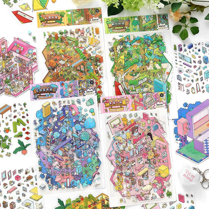 My Home 3D Sticker | 4 Cute Miniature Scenes