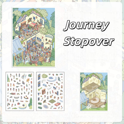 Adventure Notebook 3D Sticker | 4 Cute Miniature Scenes