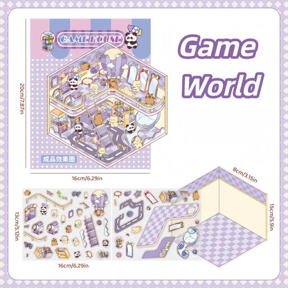 Paw's Shop 3D Sticker | 4 Cute Miniature Scenes