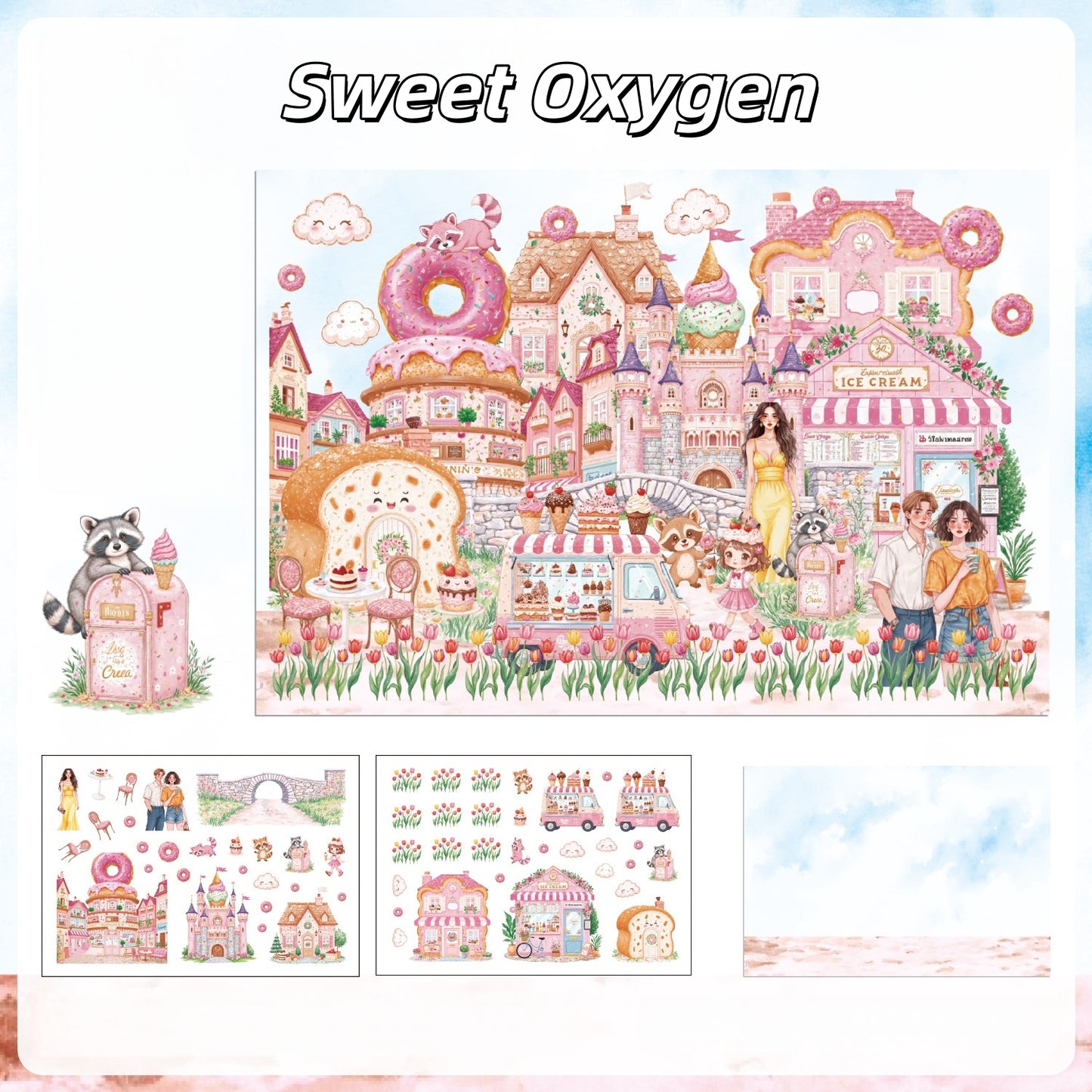 Breath of Blossoms 3D Sticker | 4 Cute Miniature Scenes