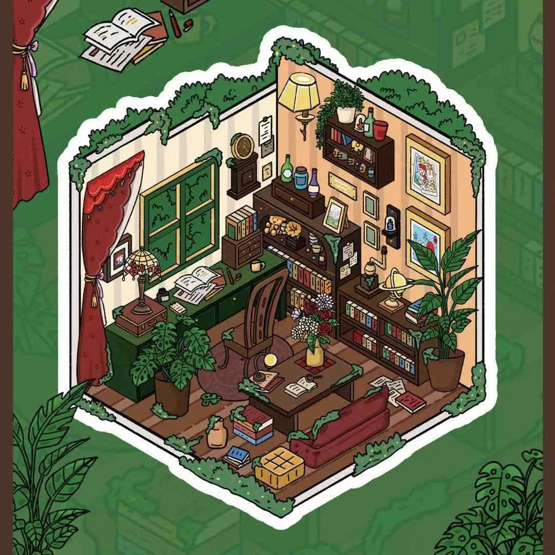 Green Invasion 3D Sticker | 4 Cute Miniature Scenes