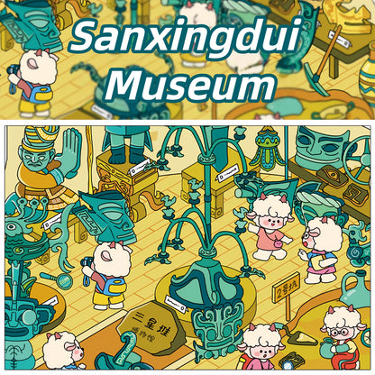 Exhibition Hall 3D Sticker | 4 Cute Miniature Scenes