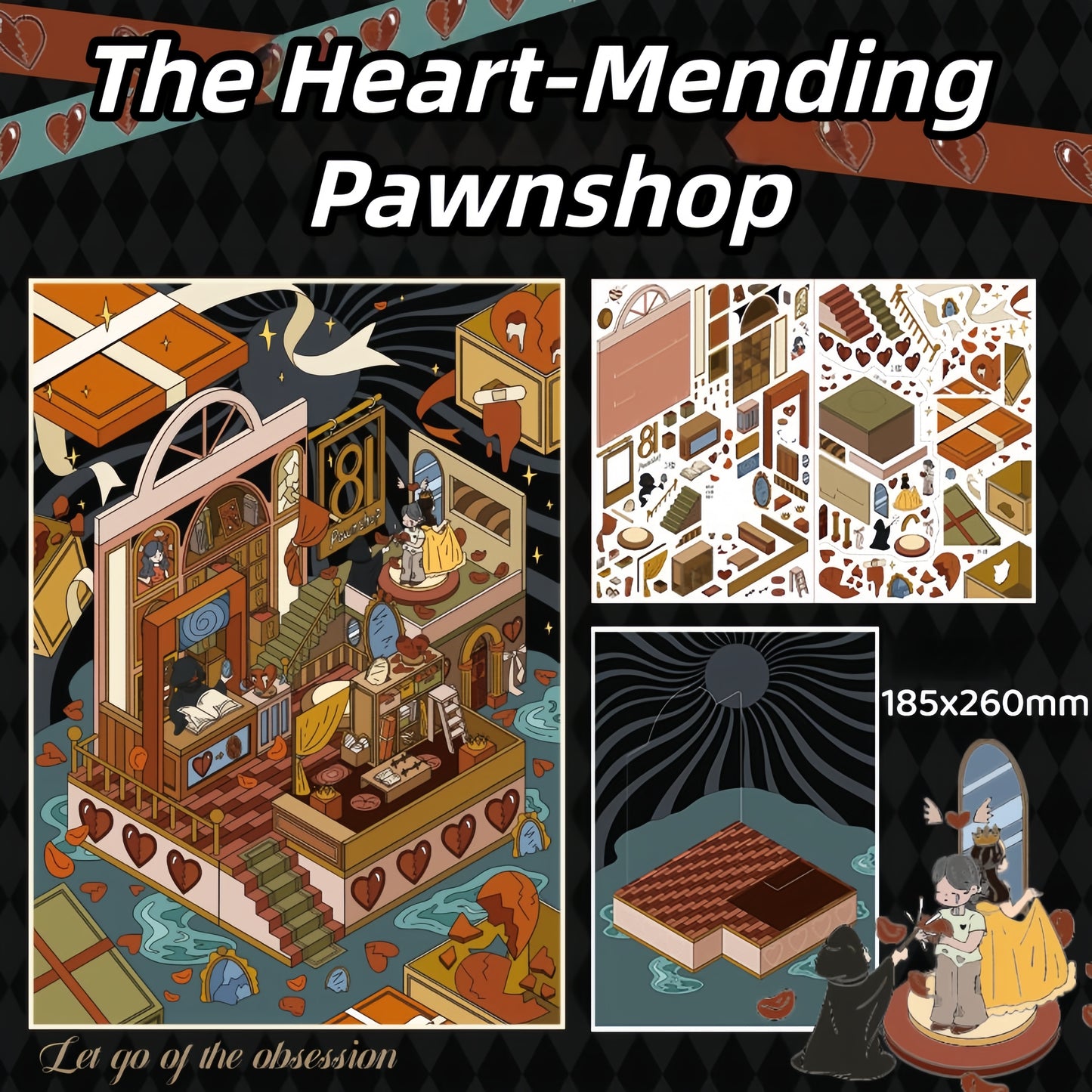 No. 81 Pawn Shop 3D Sticker | 4 Cute Miniature Scenes