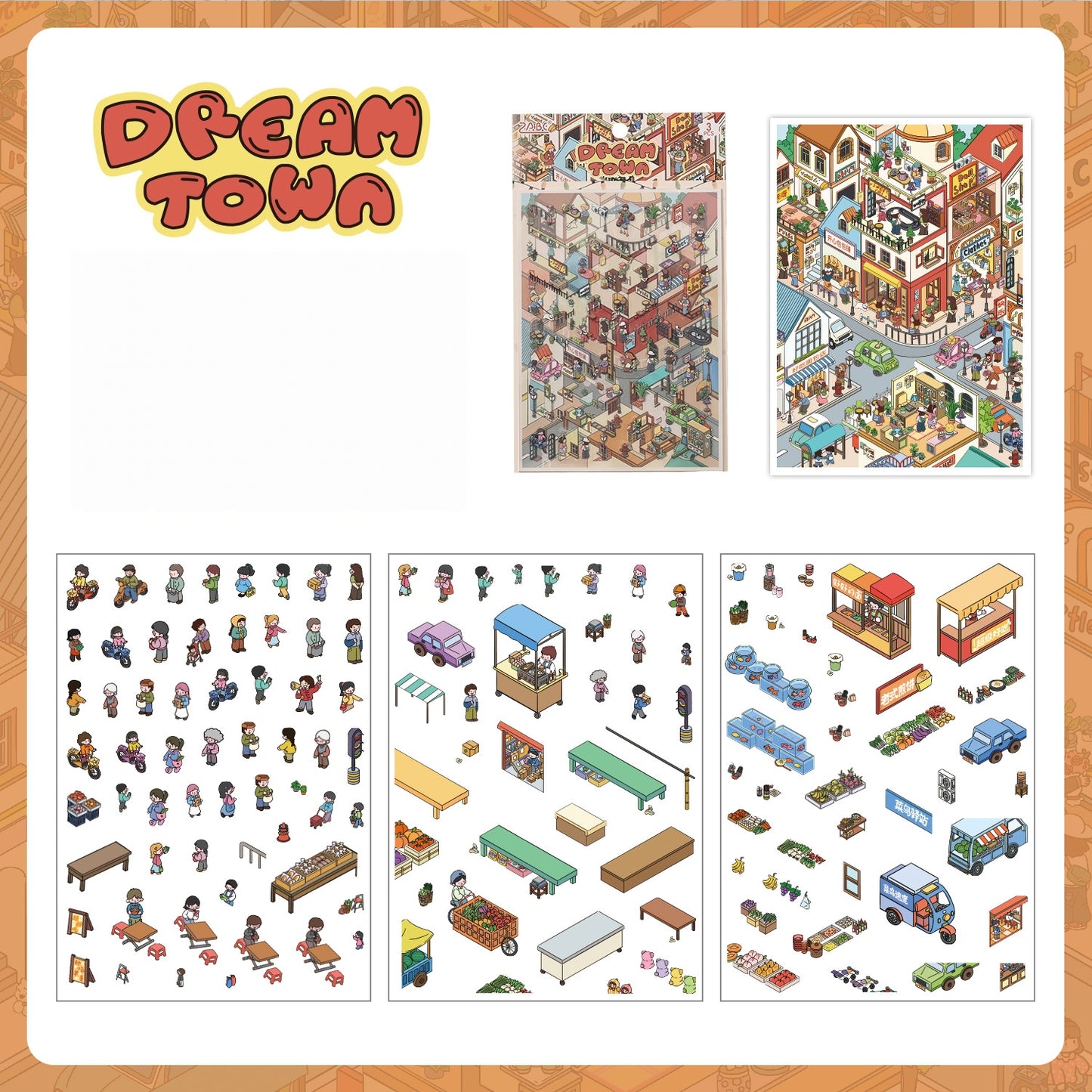 Dream Life 3D Sticker | 4 Cute Miniature Scenes