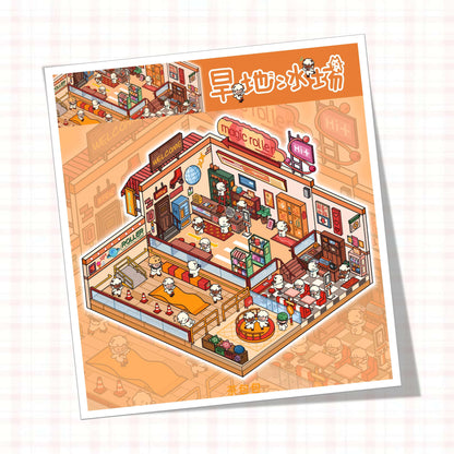 Lamb’s Daily Life 3D Sticker | 4 Cute Miniature Scenes