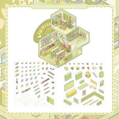 Retro Shop 3D Sticker | 3 Cute Miniature Scenes