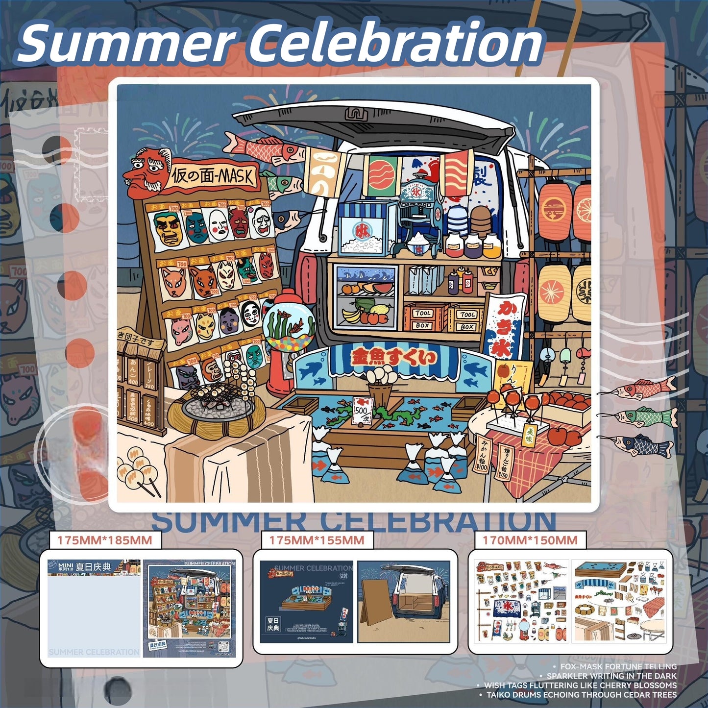 Trunk Market 3D Sticker | 4 Cute Miniature Scenes