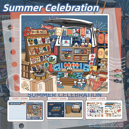 Trunk Market 3D Sticker | 4 Cute Miniature Scenes