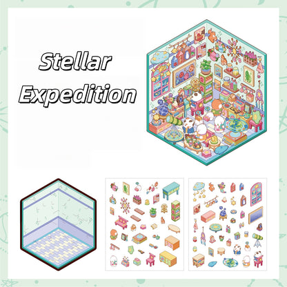 Explorer’s Atlas 3D Sticker | 4 Cute Miniature Scenes