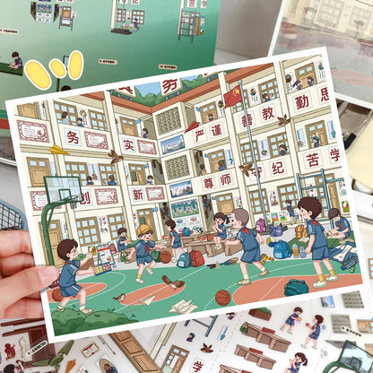 School Time 3D Sticker | 2 Cute Miniature Scenes