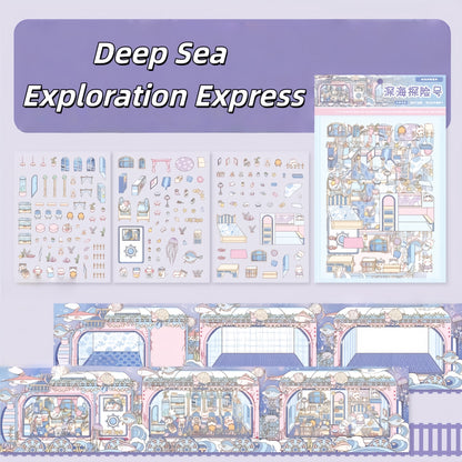 Time Train 3D Sticker | 4 Cute Miniature Scene