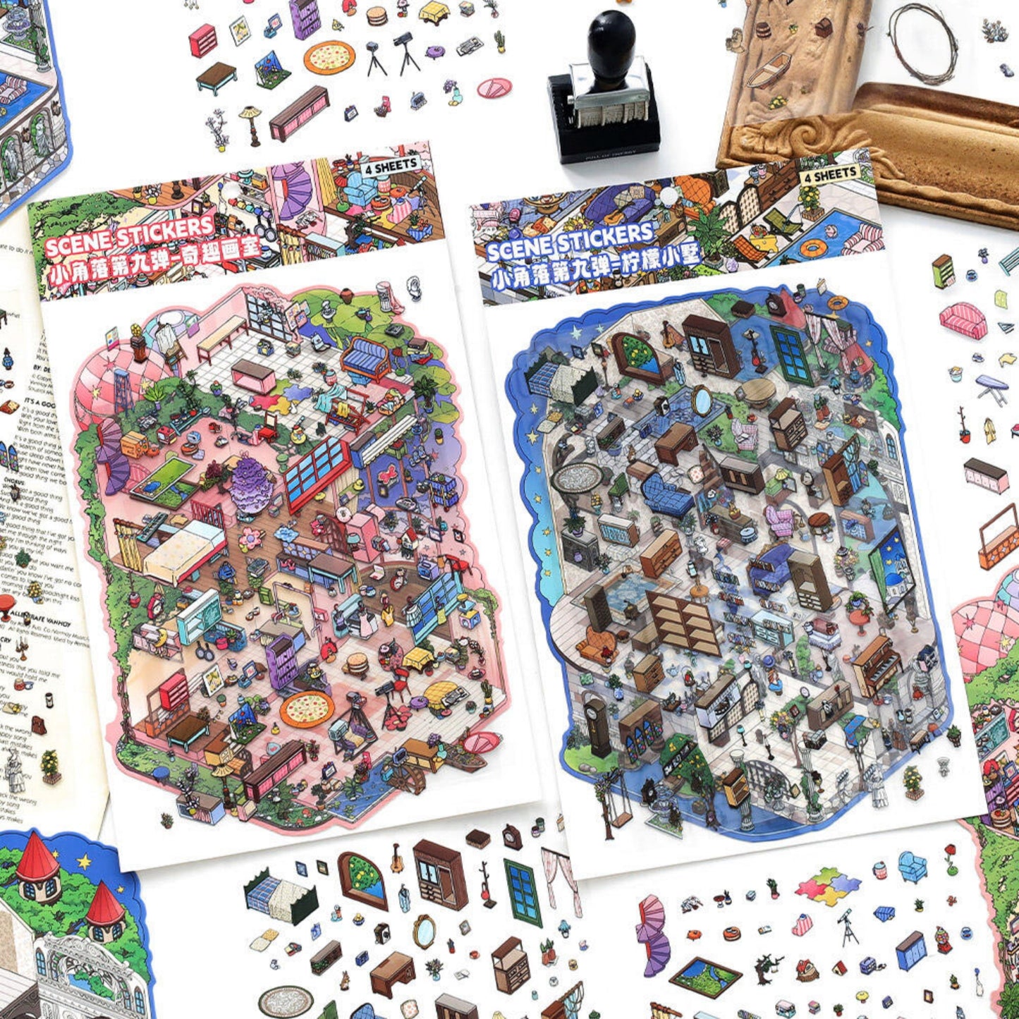 Dream Home 3D Sticker | 2 Cute Miniature Scenes