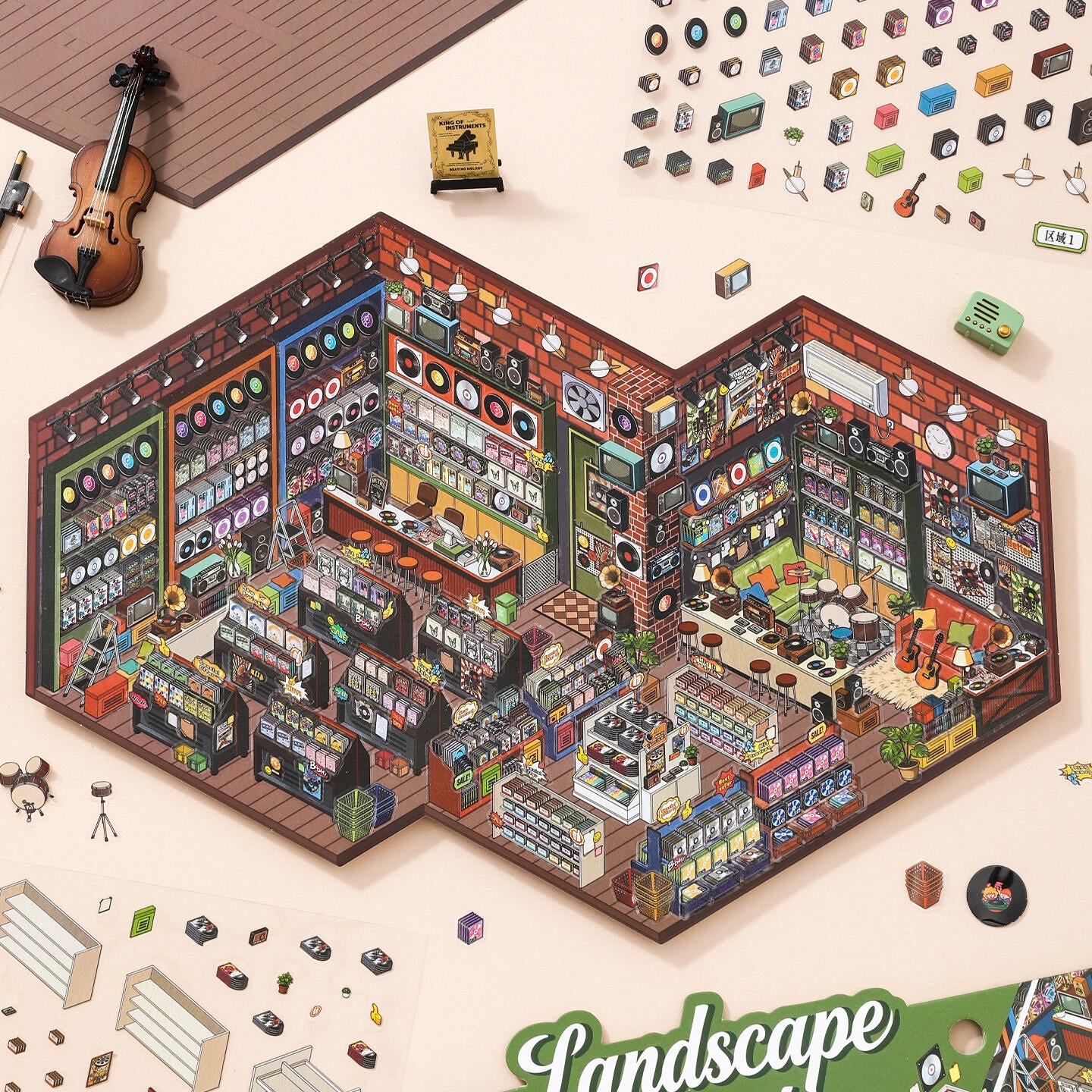 Shelf Display 3D Sticker | 2 Cute Miniature Scenes