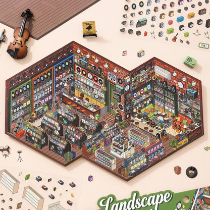 Shelf Display 3D Sticker | 2 Cute Miniature Scenes