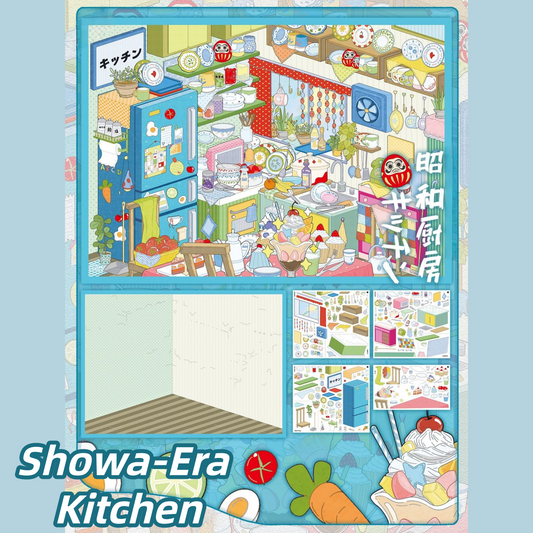 Showa-Era Cottage 3D Sticker | 2 Cute Miniature Scenes