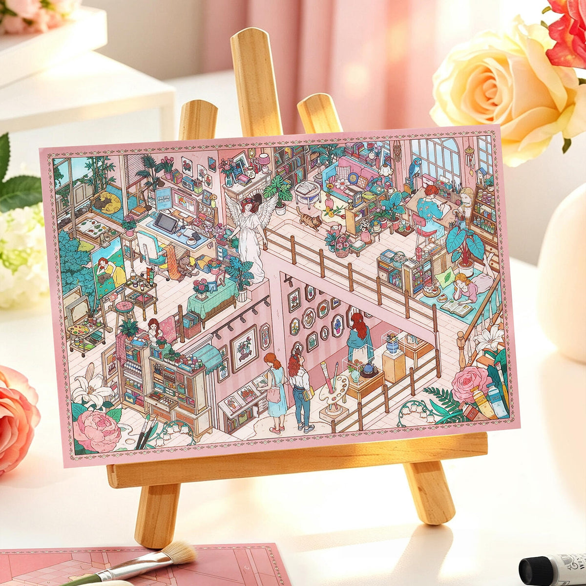 Rose Painting House 3D Sticker