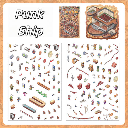 Futurescape 3D Sticker | 4 Cute Miniature Scenes