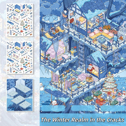 Time in the Cracks 3D Sticker | 3 Cute Miniature Scenes