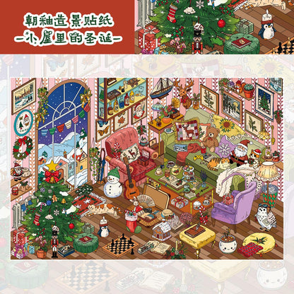 Merry Christmas 3D Sticker | 2 Cute Miniature Scenes