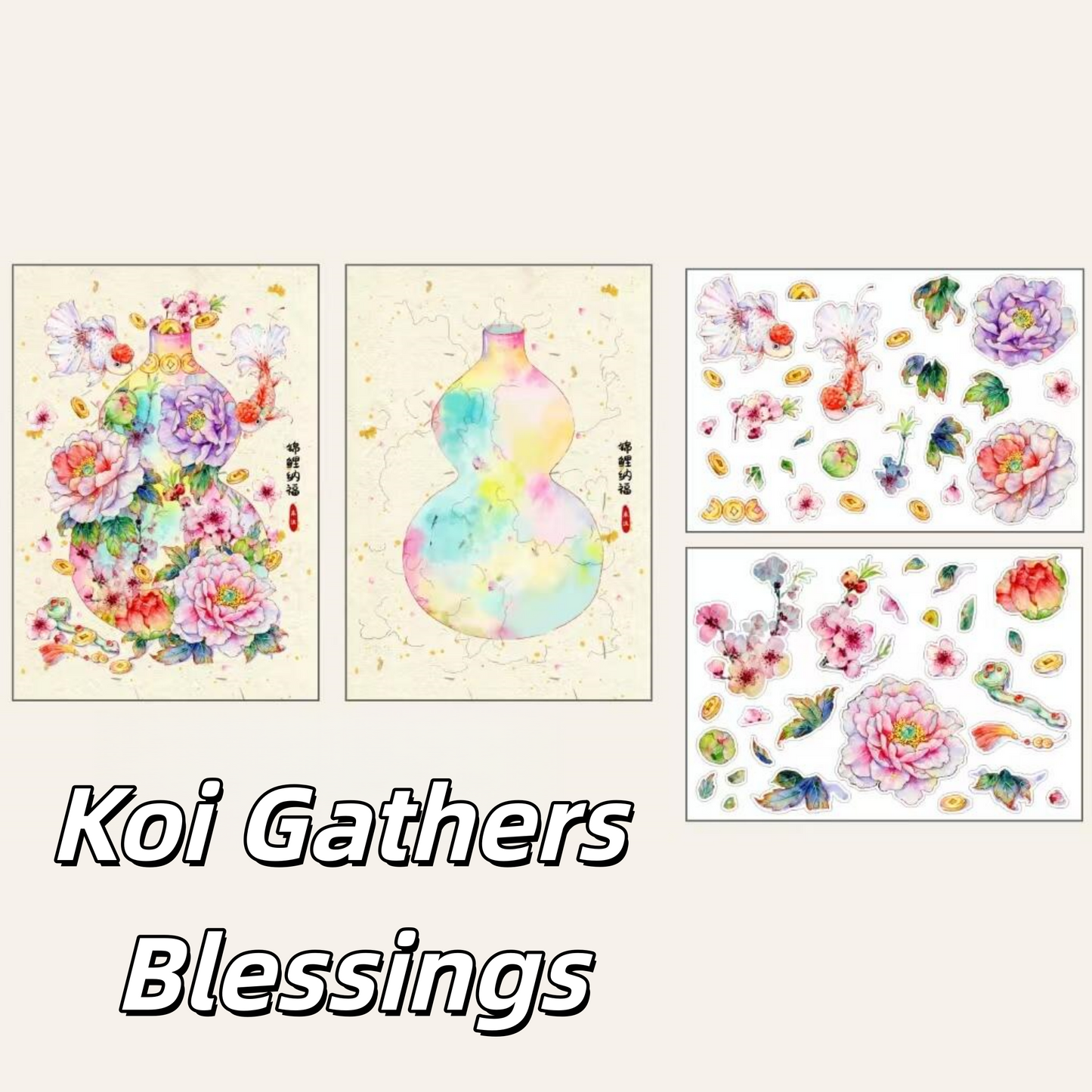 The Auspicious Duo 3D Sticker | 2 Cute Miniature Scenes