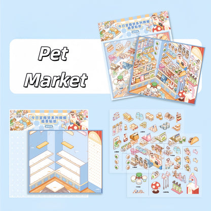 A Good Day to Stock Up 3D Sticker | 4 Cute Miniature Scenes