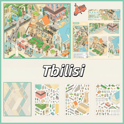 City Wander 3D Sticker | 6 Cute Miniature Scenes