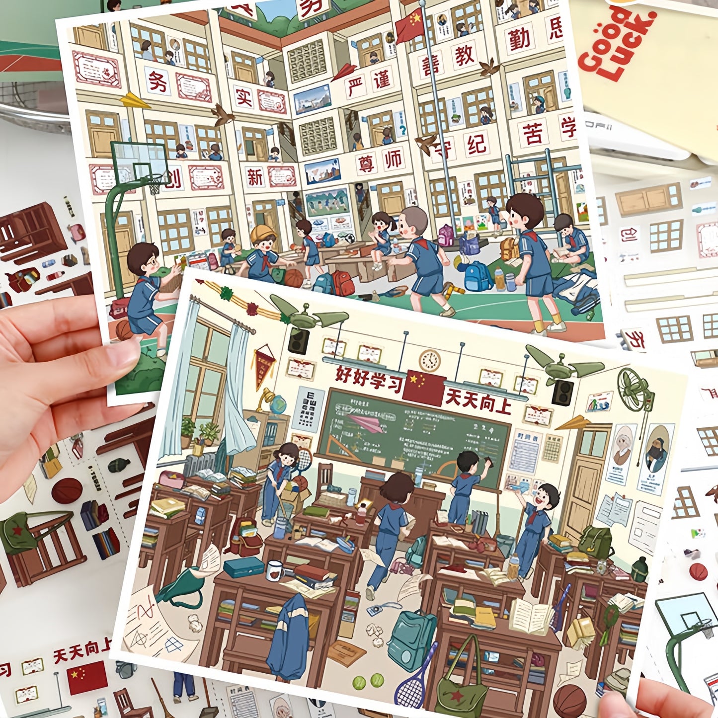 School Time 3D Sticker | 2 Cute Miniature Scenes