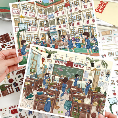 School Time 3D Sticker | 2 Cute Miniature Scenes