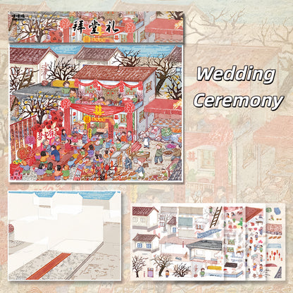 80s Wedding 3D Sticker | 4 Cute Miniature Scenes