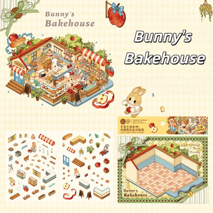 Apple Bunny 3D Sticker | 4 Cute Miniature Scenes
