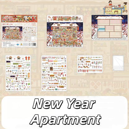 Large Cubicle 3D Sticker | 3 Cute Miniature Scenes