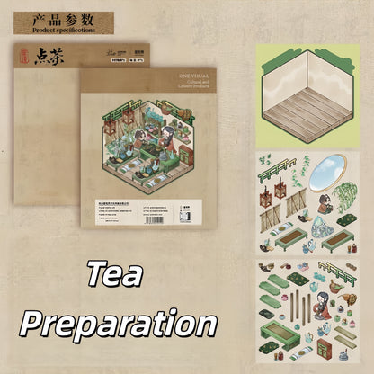 Intangible Cultural Heritage 3D Sticker | 4 Cute Miniature Scenes