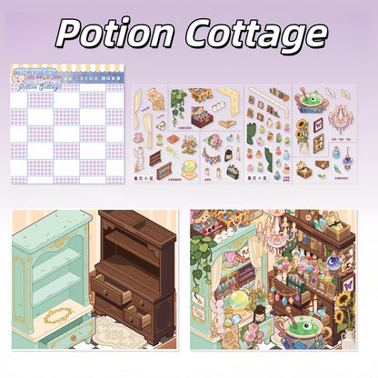 Shelf Display 3D Sticker | 4 Cute Miniature Scenes