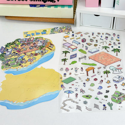 Leisurely Day 3D Sticker | 4 Cute Miniature Scenes