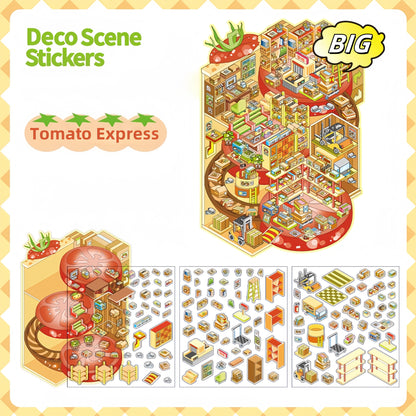 Tiny Shops 3D Sticker | 4 Cute Miniature Scenes