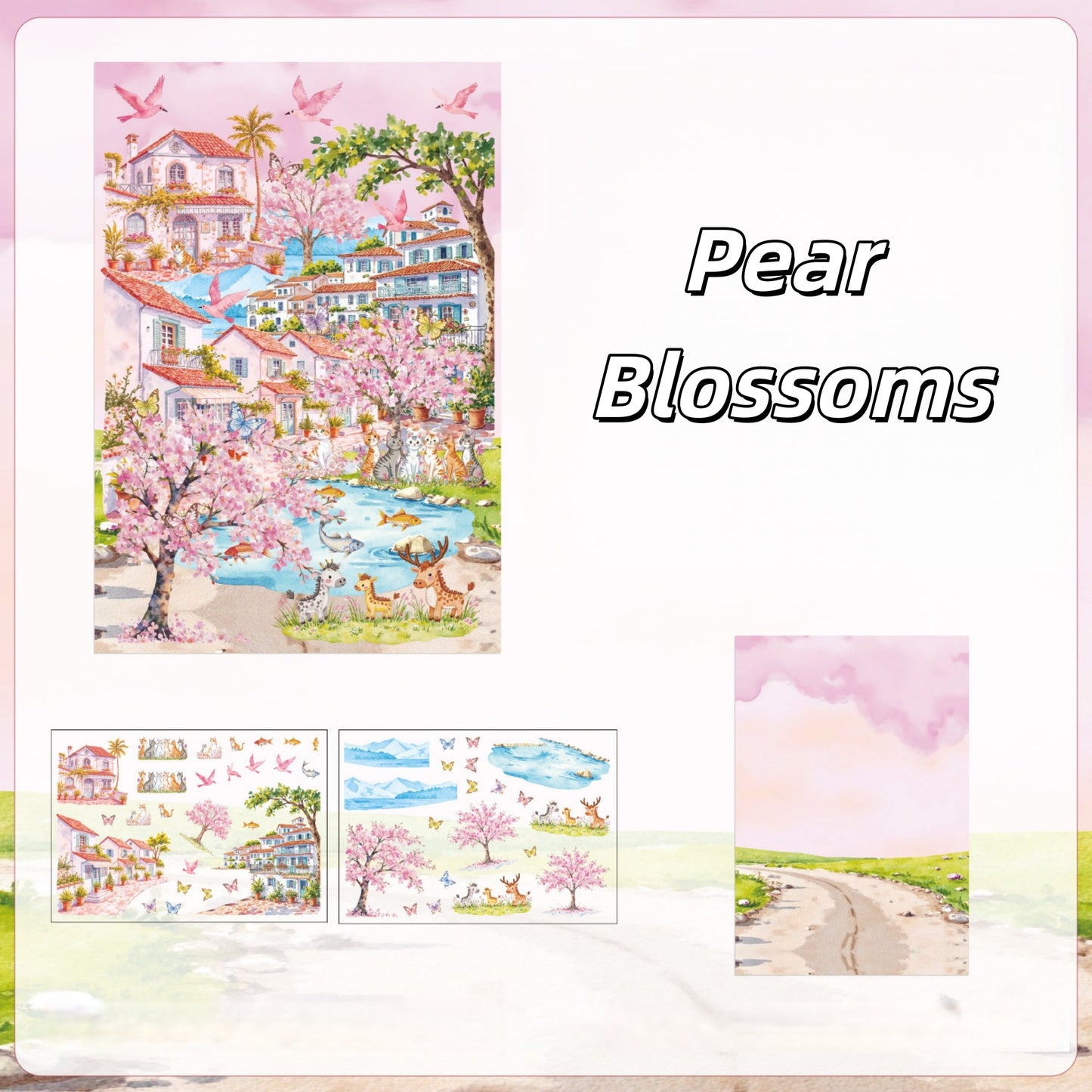 Four Seasons House 3D Sticker | 4 Cute Miniature Scene