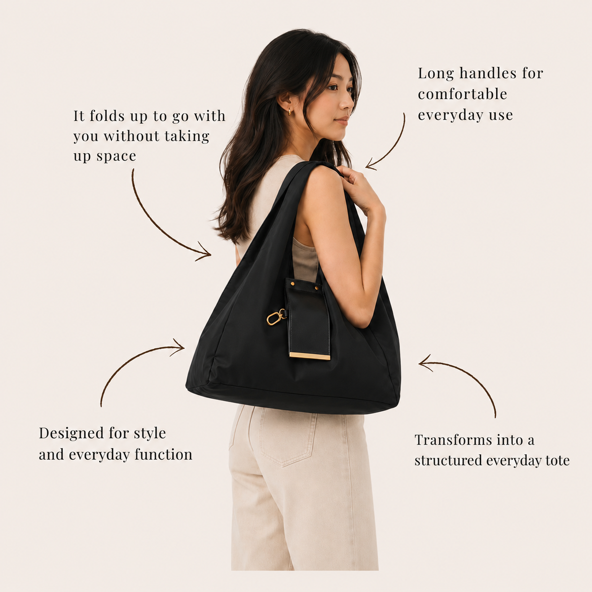 Clip & Go Foldable Tote Bag