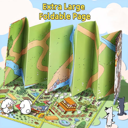 Chubby Puppy Land Extra Large Folding Page 3D Stickers