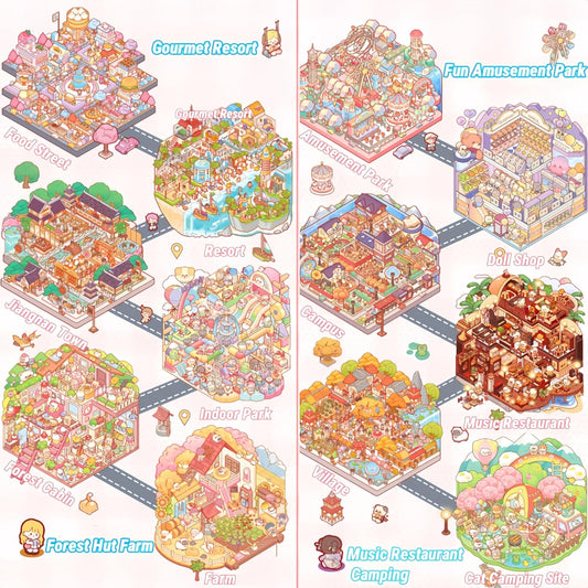 DIY 3D Sticker Material Book  – 1.0 (20 Scenes) | 2.0 A (6 Scenes) | 2.0 B (6 Scenes)