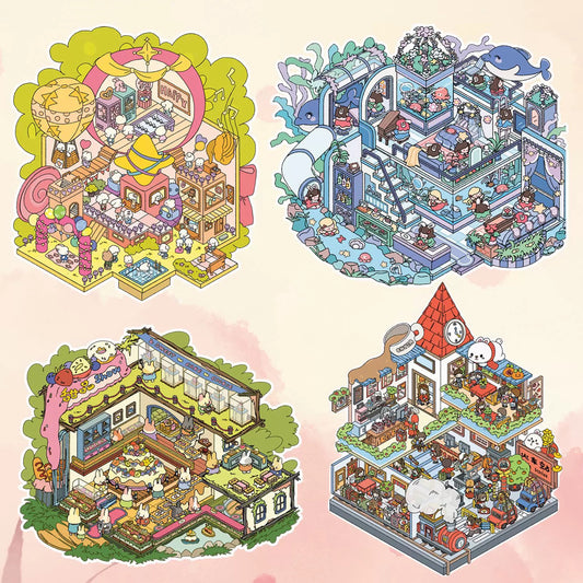 Fairy Tale Town 3D Sticker | 4 Cute Miniature Sticker