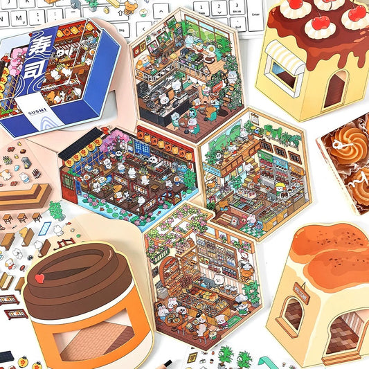 Fairytale Bazaar 3D Sticker | 4 Cute Miniature Scenes