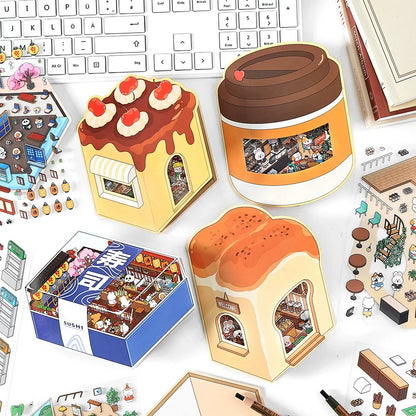 Fairytale Bazaar 3D Sticker | 4 Cute Miniature Scenes