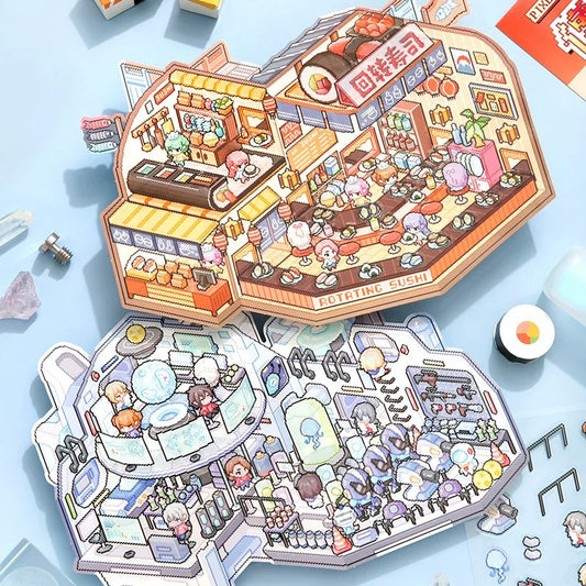 Pixel Adventures 3D Sticker | 2 Cute Miniature Scenes
