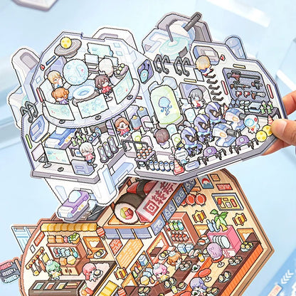 Pixel Adventures 3D Sticker | 2 Cute Miniature Scenes