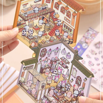 Ancient Life 3D Sticker | 4 Cute Miniature Scenes