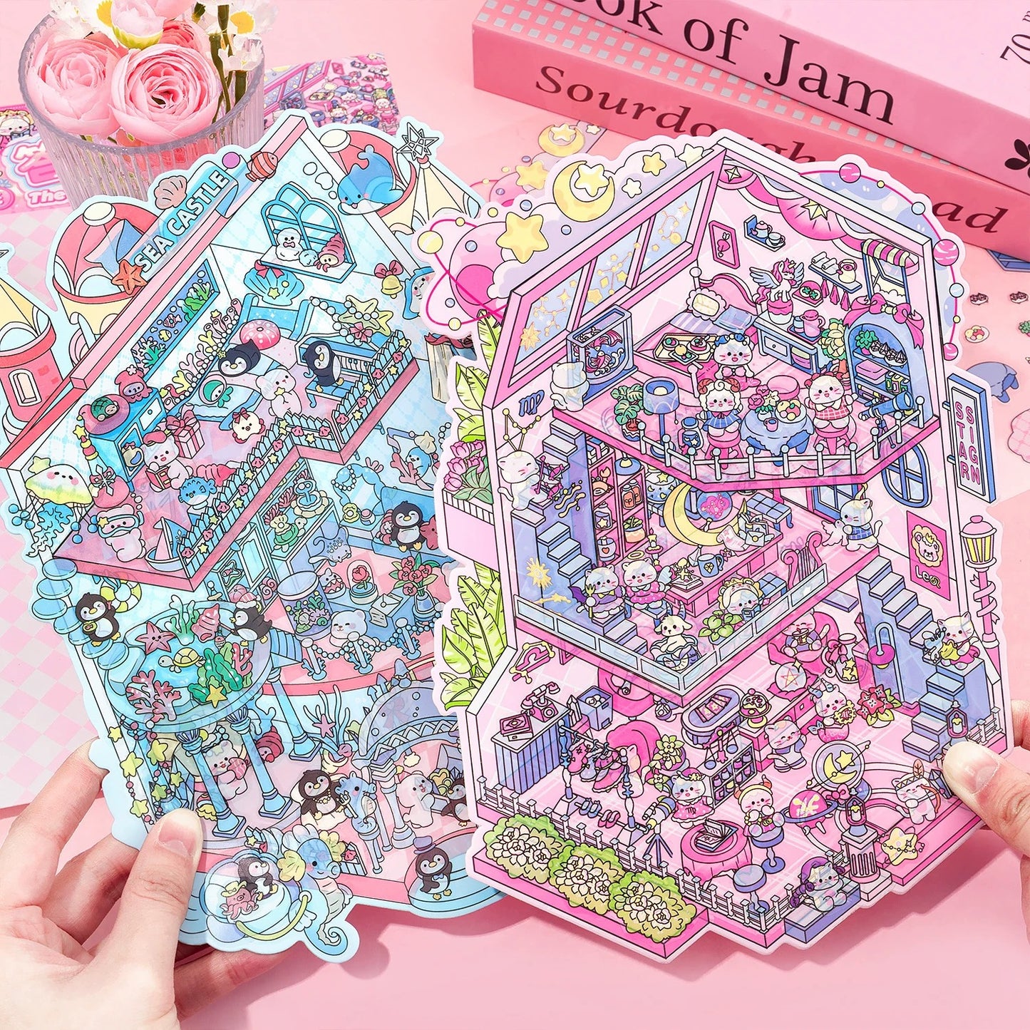 MiniVerse Mansion 3D Sticker | 4 Cute Miniature Scenes